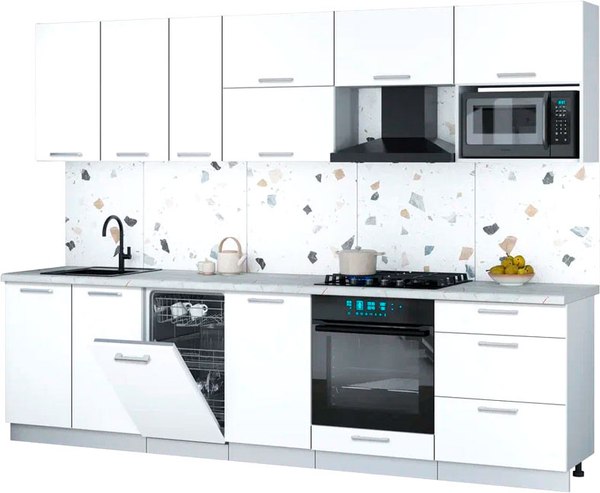 Кухонный гарнитур Интерлиния Мила Gloss 2.9-ПМ4 - фото