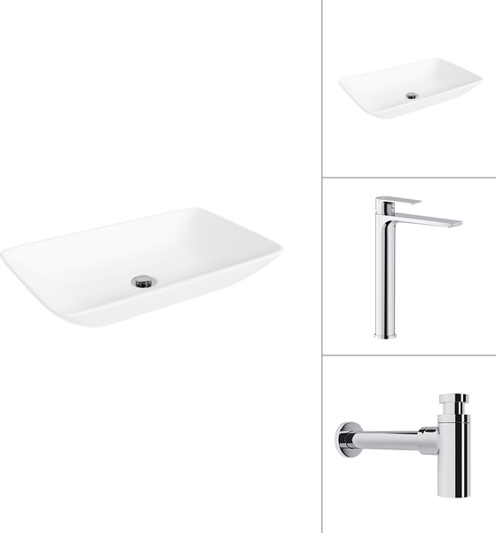 Умывальник со смесителем Lauter 21540 + Reef 21CK8678C с сифоном 21635CH - фото