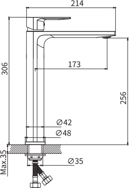 Умывальник со смесителем Lauter 21540 + Reef 21CK8678C с сифоном 21635CH