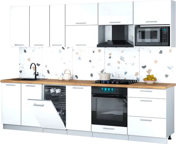 Кухонный гарнитур Интерлиния Мила Gloss 2.9-ПМ4 - фото