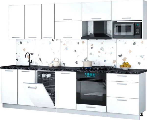 Кухонный гарнитур Интерлиния Мила Gloss 2.9-ПМ4 - фото