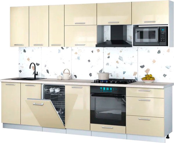 Кухонный гарнитур Интерлиния Мила Gloss 2.9-ПМ4 - фото