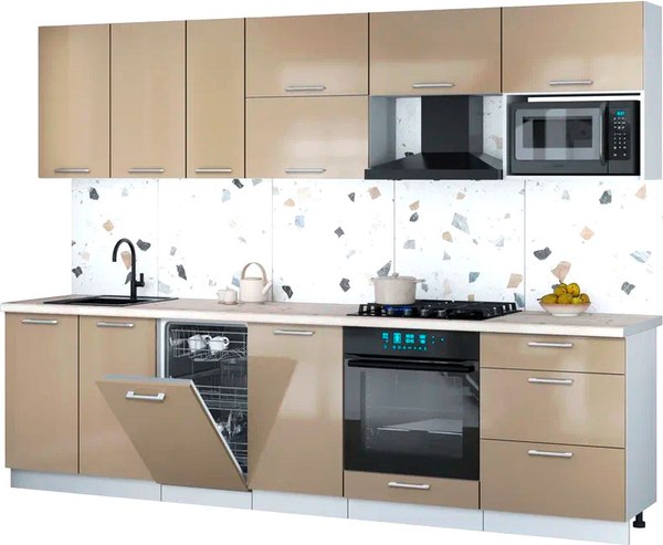 Кухонный гарнитур Интерлиния Мила Gloss 2.9-ПМ4 - фото