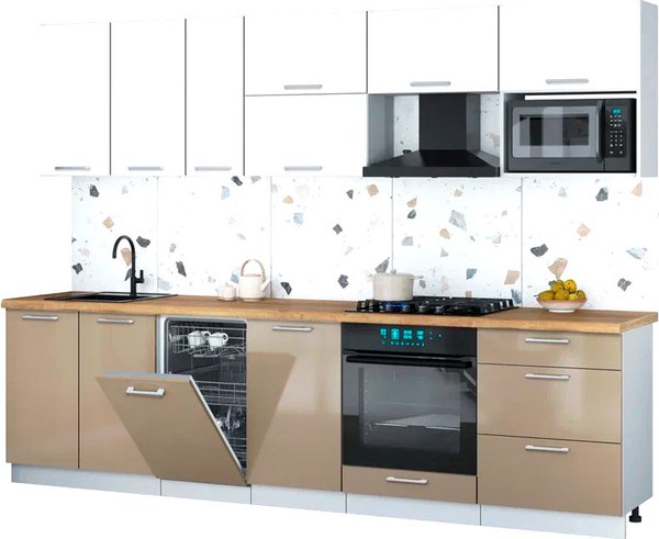 Кухонный гарнитур Интерлиния Мила Gloss 2.9-ПМ4 - фото