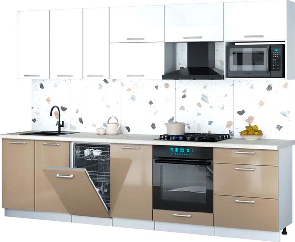 Кухонный гарнитур Интерлиния Мила Gloss 2.9-ПМ4 - фото