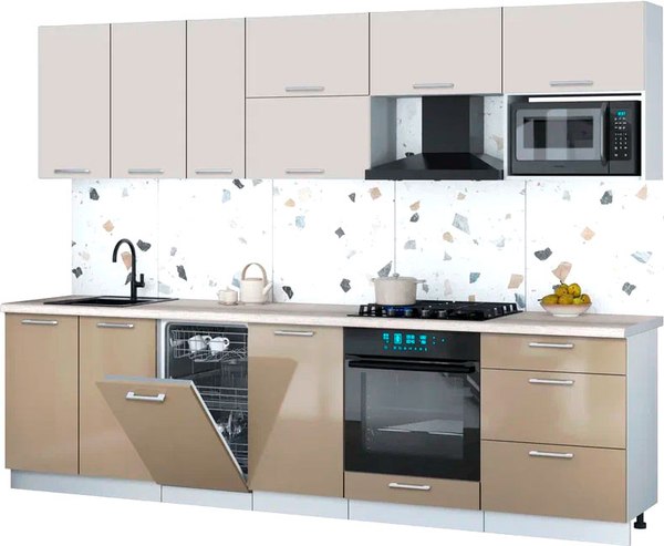 Кухонный гарнитур Интерлиния Мила Gloss 2.9-ПМ4 - фото