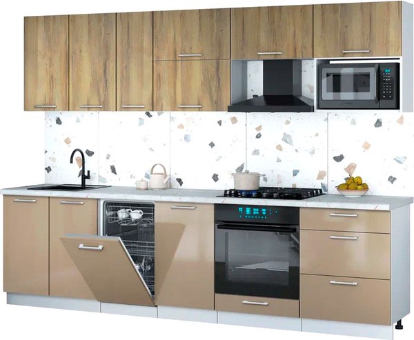 Кухонный гарнитур Интерлиния Мила Gloss 2.9-ПМ4 - фото