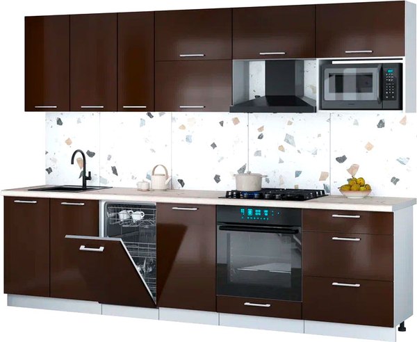 Кухонный гарнитур Интерлиния Мила Gloss 2.9-ПМ4 - фото