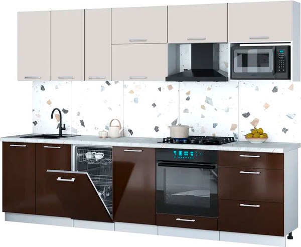 Кухонный гарнитур Интерлиния Мила Gloss 2.9-ПМ4 - фото