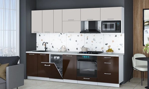 Кухонный гарнитур Интерлиния Мила Gloss 2.9-ПМ4