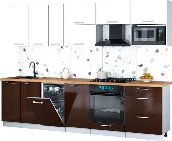 Кухонный гарнитур Интерлиния Мила Gloss 2.9-ПМ4 - фото