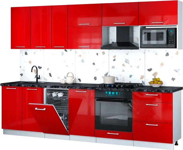 Кухонный гарнитур Интерлиния Мила Gloss 2.9-ПМ4 - фото