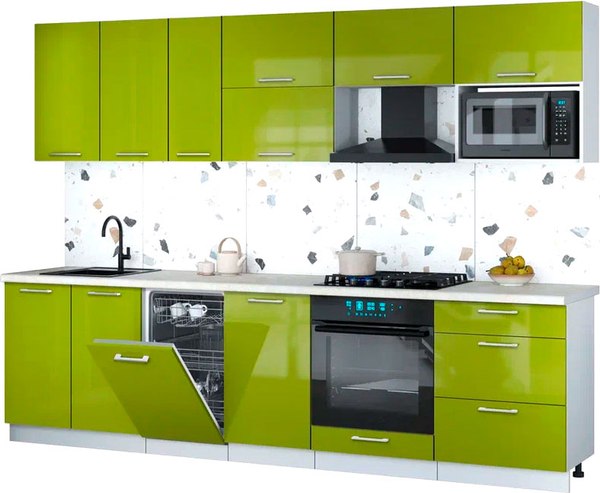 Кухонный гарнитур Интерлиния Мила Gloss 2.9-ПМ4 - фото