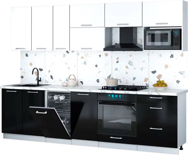 Кухонный гарнитур Интерлиния Мила Gloss 2.9-ПМ4 - фото