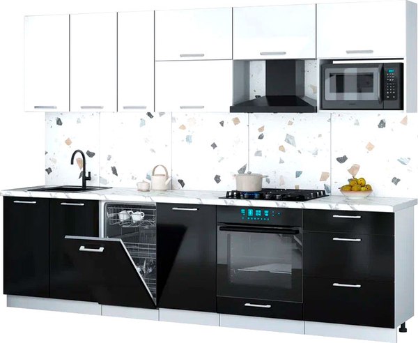 Кухонный гарнитур Интерлиния Мила Gloss 2.9-ПМ4 - фото