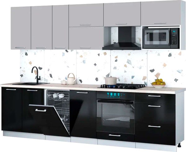 Кухонный гарнитур Интерлиния Мила Gloss 2.9-ПМ4 - фото