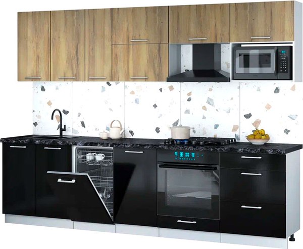 Кухонный гарнитур Интерлиния Мила Gloss 2.9-ПМ4 - фото