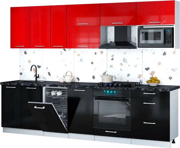 Кухонный гарнитур Интерлиния Мила Gloss 2.9-ПМ4 - фото