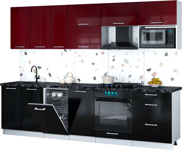 Кухонный гарнитур Интерлиния Мила Gloss 2.9-ПМ4 - фото