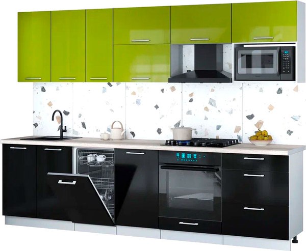 Кухонный гарнитур Интерлиния Мила Gloss 2.9-ПМ4 - фото