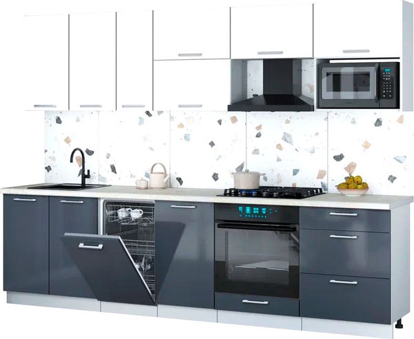 Кухонный гарнитур Интерлиния Мила Gloss 2.9-ПМ4 - фото