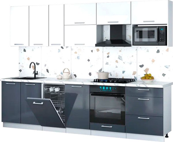 Кухонный гарнитур Интерлиния Мила Gloss 2.9-ПМ4 - фото
