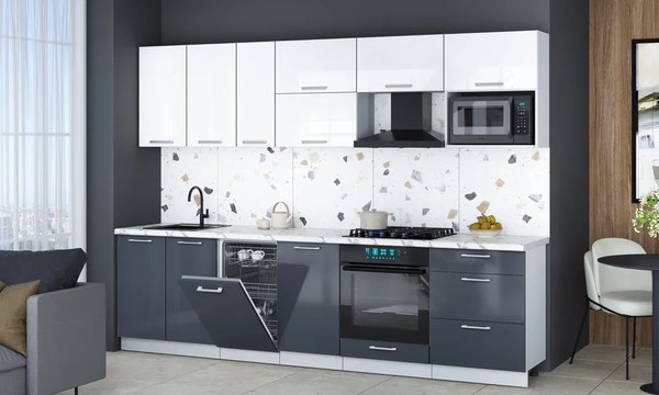 Кухонный гарнитур Интерлиния Мила Gloss 2.9-ПМ4