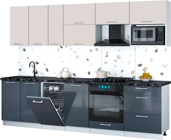 Кухонный гарнитур Интерлиния Мила Gloss 2.9-ПМ4 - фото