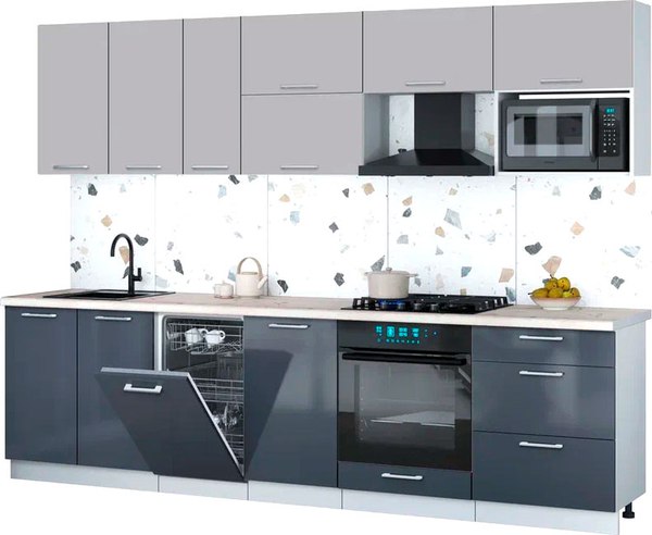 Кухонный гарнитур Интерлиния Мила Gloss 2.9-ПМ4 - фото