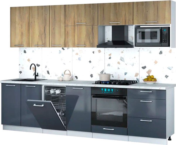 Кухонный гарнитур Интерлиния Мила Gloss 2.9-ПМ4 - фото