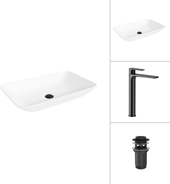 Умывальник со смесителем Lauter 21540 + Reef 21CK8678BS с донным клапаном 21190B - фото