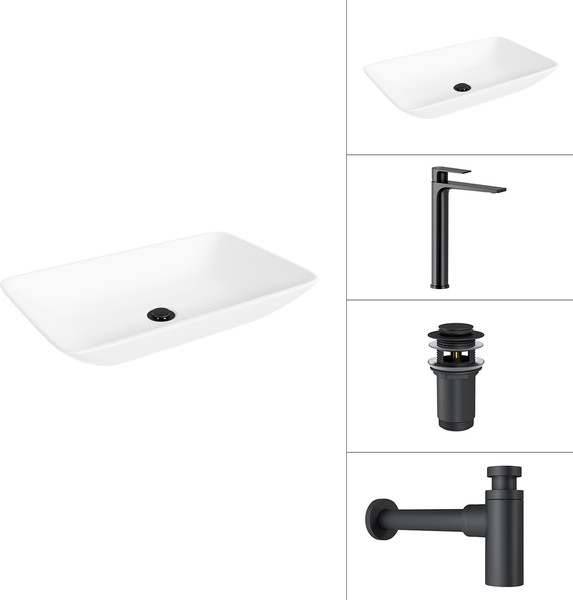 Умывальник со смесителем Lauter 21540 + Reef 21CK8678BS + сифон 21635B + дон.клапан 21190B - фото