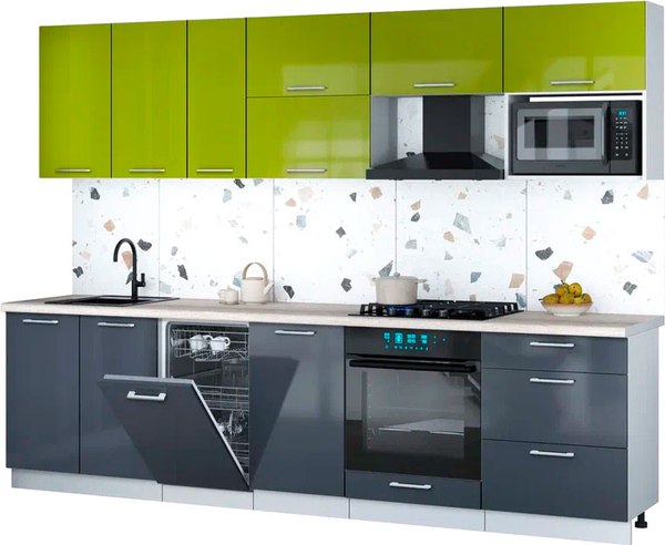 Кухонный гарнитур Интерлиния Мила Gloss 2.9-ПМ4 - фото