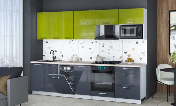 Кухонный гарнитур Интерлиния Мила Gloss 2.9-ПМ4