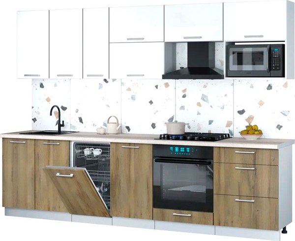 Кухонный гарнитур Интерлиния Мила Gloss 2.9-ПМ4 - фото