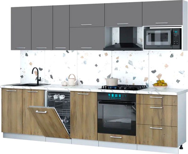 Кухонный гарнитур Интерлиния Мила Gloss 2.9-ПМ4 - фото