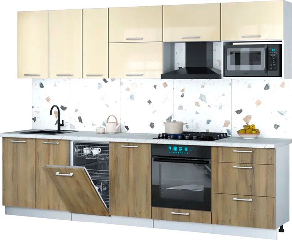 Кухонный гарнитур Интерлиния Мила Gloss 2.9-ПМ4 - фото