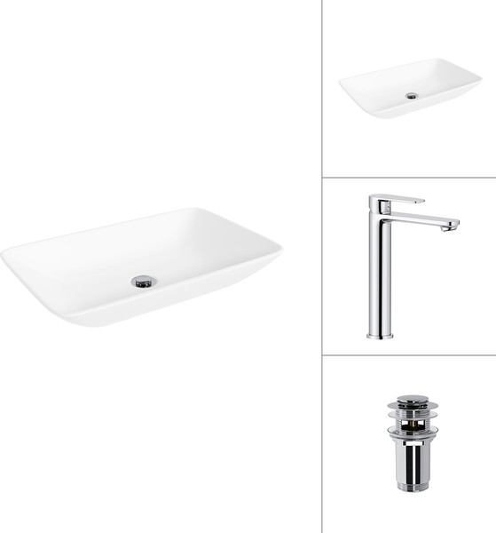 Умывальник со смесителем Lauter 21540 + Moon 21СK81691C с донным клапаном 21190CH - фото