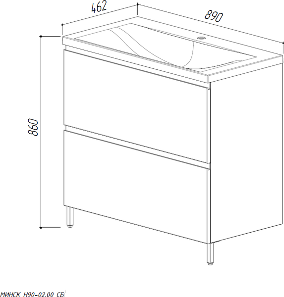 Тумба под умывальник Belux Минск НП 90-02