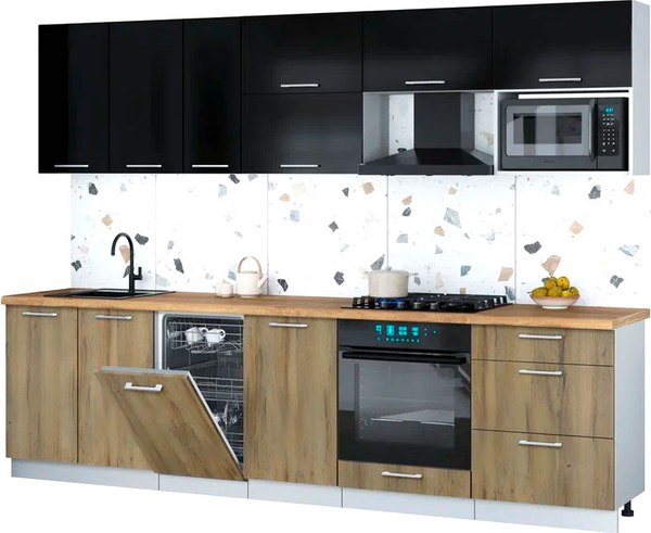 Кухонный гарнитур Интерлиния Мила Gloss 2.9-ПМ4 - фото