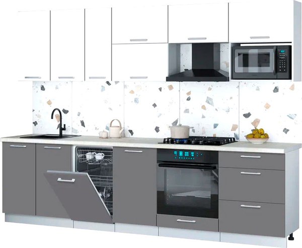 Кухонный гарнитур Интерлиния Мила Gloss 2.9-ПМ4 - фото