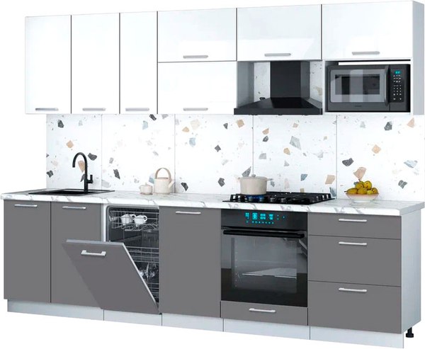 Кухонный гарнитур Интерлиния Мила Gloss 2.9-ПМ4 - фото