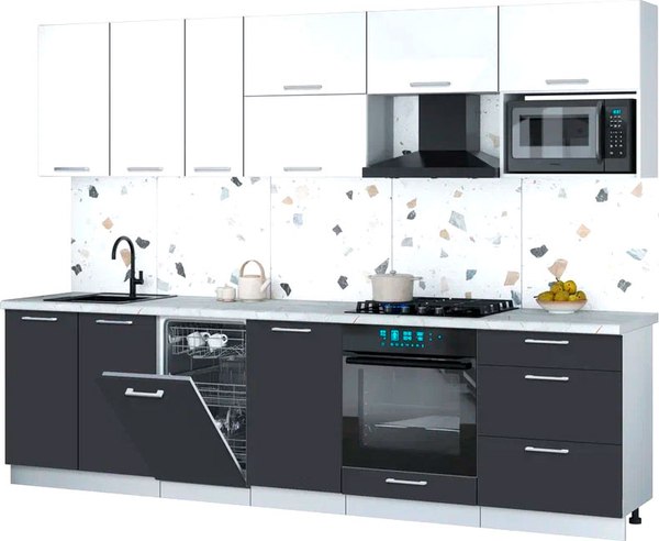Кухонный гарнитур Интерлиния Мила Gloss 2.9-ПМ4 - фото