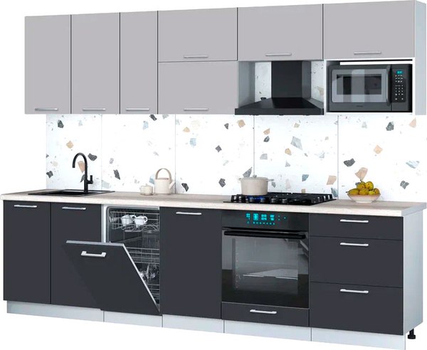 Кухонный гарнитур Интерлиния Мила Gloss 2.9-ПМ4 - фото