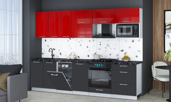 Кухонный гарнитур Интерлиния Мила Gloss 2.9-ПМ4