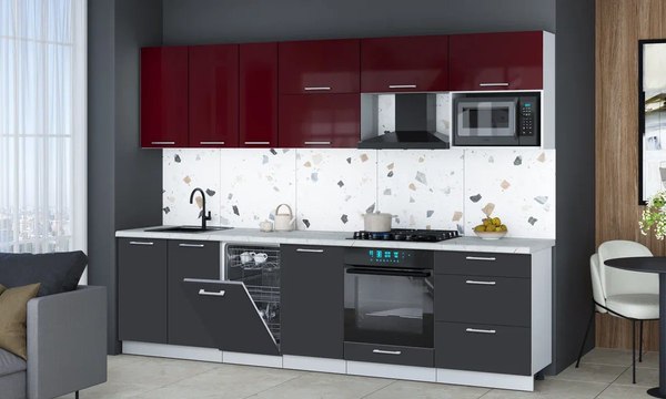 Кухонный гарнитур Интерлиния Мила Gloss 2.9-ПМ4