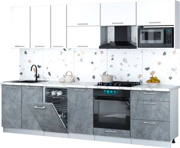 Кухонный гарнитур Интерлиния Мила Gloss 2.9-ПМ4 - фото