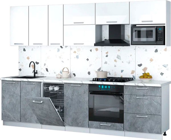 Кухонный гарнитур Интерлиния Мила Gloss 2.9-ПМ4 - фото