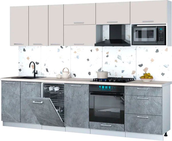 Кухонный гарнитур Интерлиния Мила Gloss 2.9-ПМ4 - фото