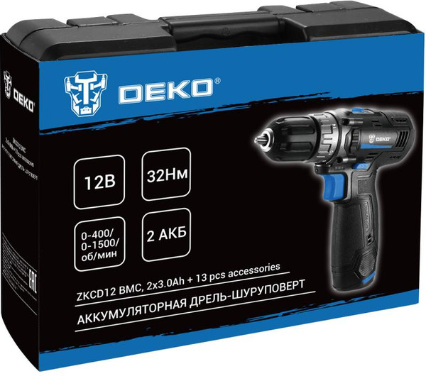 Аккумуляторная дрель-шуруповерт Deko ZKCD12 SET6 / 084-1040